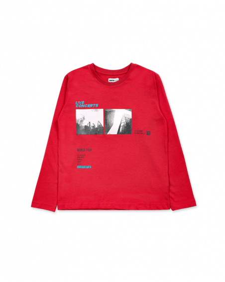 T-shirt long en maille rouge pour garçon Wild thing T-shirt long en maille rouge pour garçon Wild thing