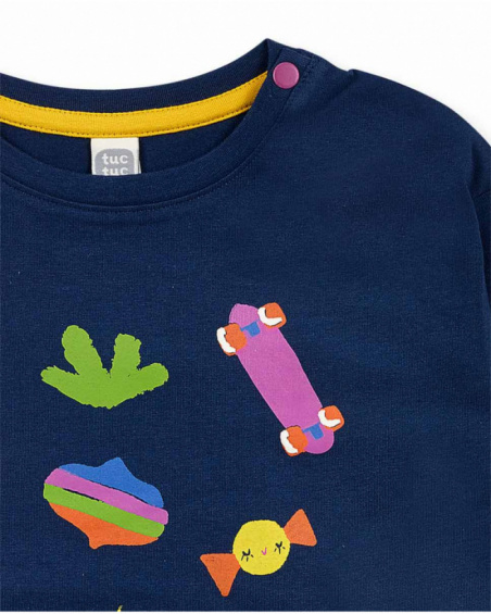 T-shirt bleu en maille fille Park Life T-shirt bleu en maille fille Park Life