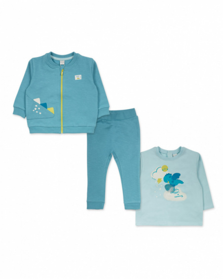 Ensemble peluche tricot bleu pour garçon Dragon Finder