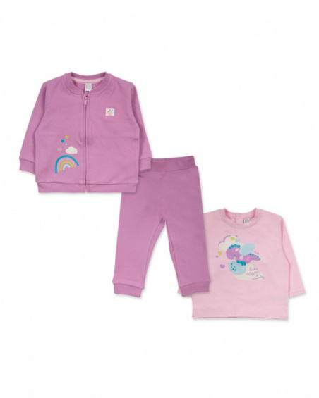 Ensemble peluche tricot rose pour fille collection Dragon Finder