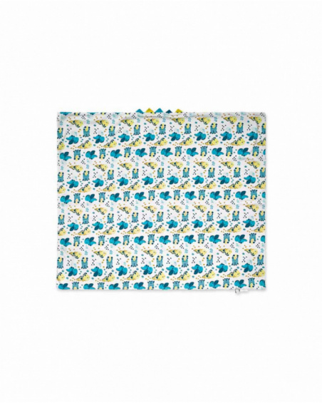 Couverture tricot réversible bleu gris pour garçon Dragon Finder