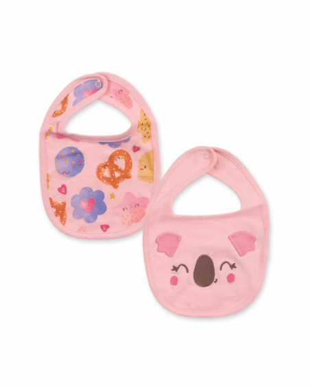 Pack 2 bavoirs bandana rose fille Happy Cookies