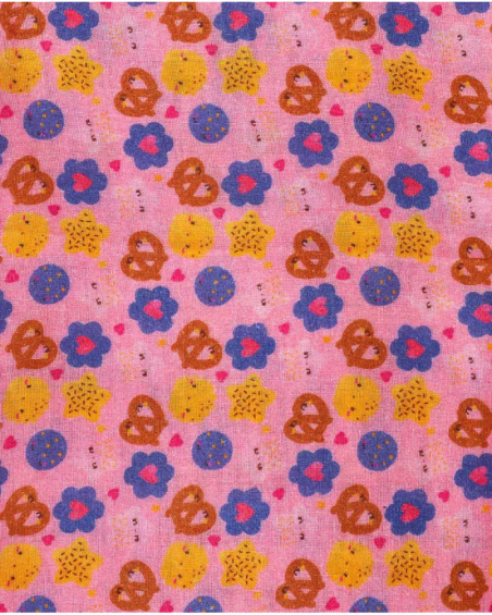 Imprimé mousseline tricot rose pour fille Happy Cookies