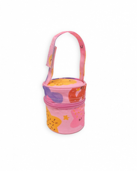 Trousse de toilette attache tétine imprimé rose fille Happy