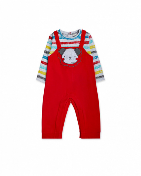 Barboteuse peluche rouge garçon P'tit Zoo Barboteuse peluche rouge garçon P'tit Zoo