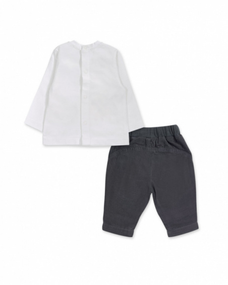 Ensemble tricot plat gris garçon P'tit Zoo