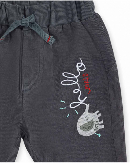 Ensemble tricot plat gris garçon P'tit Zoo