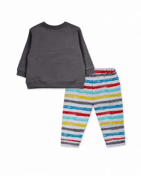 Ensemble peluche grise pour garçon P'tit Zoo