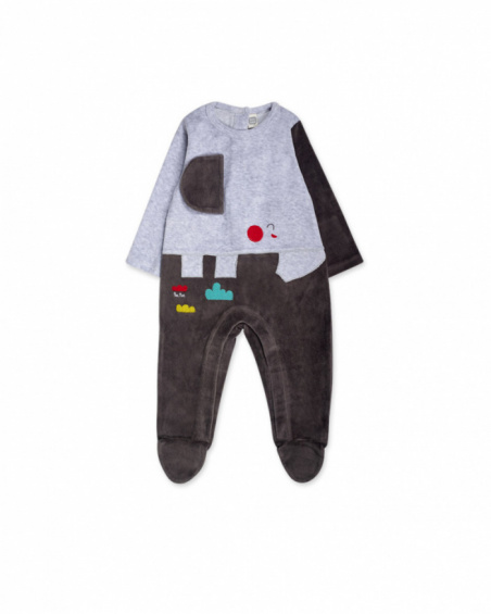 Barboteuse tulle gris garçon P'tit Zoo Barboteuse tulle gris garçon P'tit Zoo