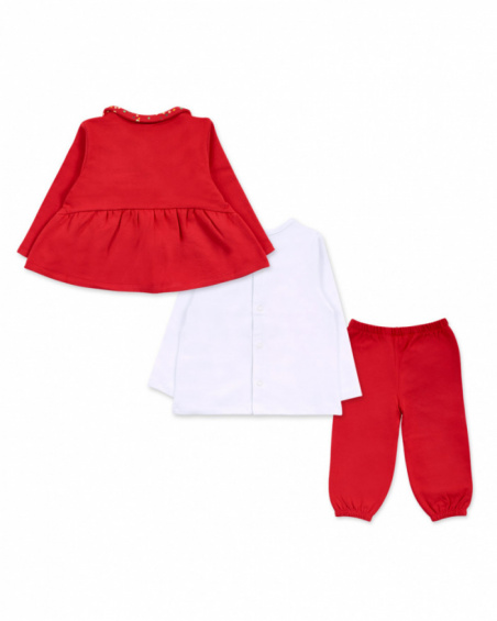 Ensemble peluche tricot rouge pour fille P'tit Zoo