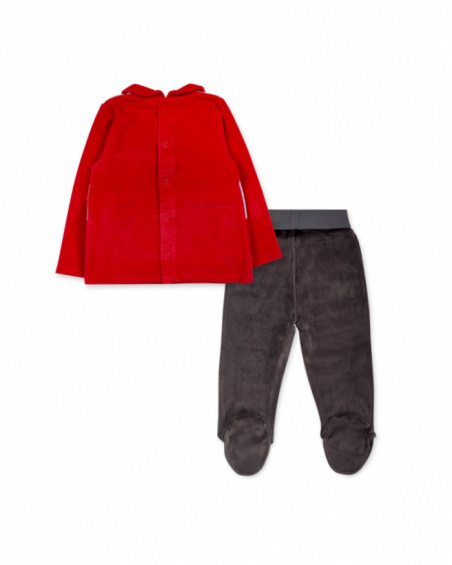 Ensemble peau lainée rouge fille P'tit Zoo