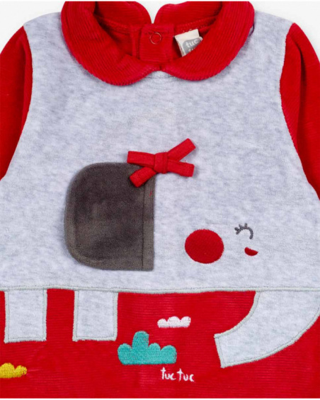 Ensemble peau lainée rouge fille P'tit Zoo
