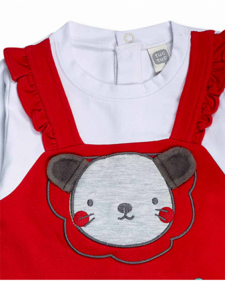 Barboteuse tricot peluche rouge pour fille P'tit Zoo