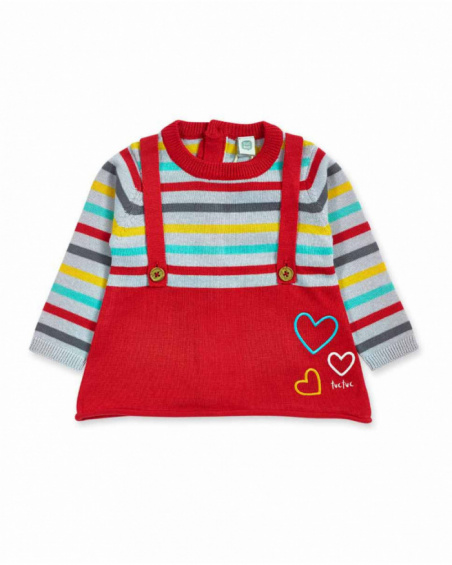 Robe en maille rouge pour fille P'tit Zoo Robe en maille rouge pour fille P'tit Zoo