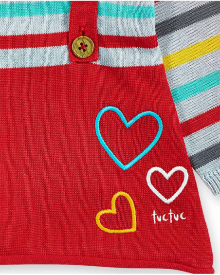 Robe en maille rouge pour fille P'tit Zoo Robe en maille rouge pour fille P'tit Zoo