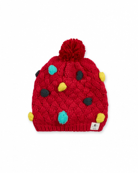 Bonnet tricoté rouge pour fille P'tit Zoo Bonnet tricoté rouge pour fille P'tit Zoo