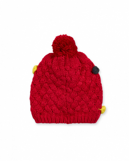 Bonnet tricoté rouge pour fille P'tit Zoo Bonnet tricoté rouge pour fille P'tit Zoo