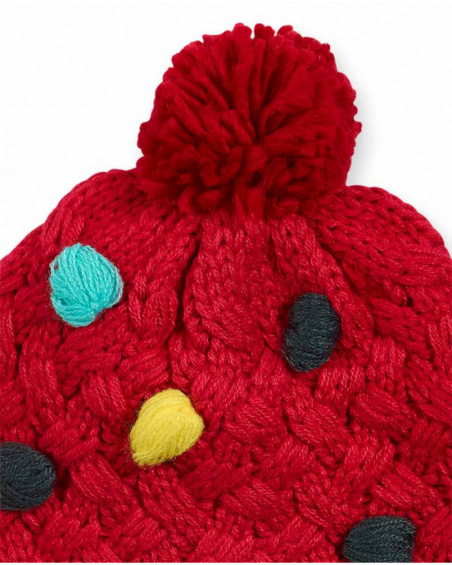 Bonnet tricoté rouge pour fille P'tit Zoo Bonnet tricoté rouge pour fille P'tit Zoo