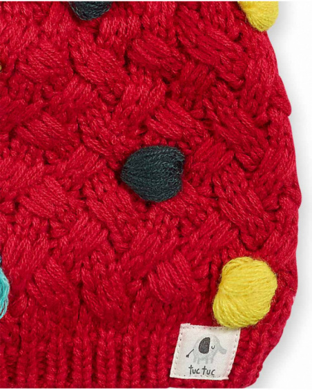Bonnet tricoté rouge pour fille P'tit Zoo Bonnet tricoté rouge pour fille P'tit Zoo