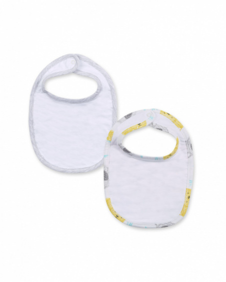 Pack 2 bavoirs bandana gris blanc garçon P'tit Zoo