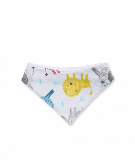 Bandana en tricot blanc avec imprimé pour garçon P'tit Zoo