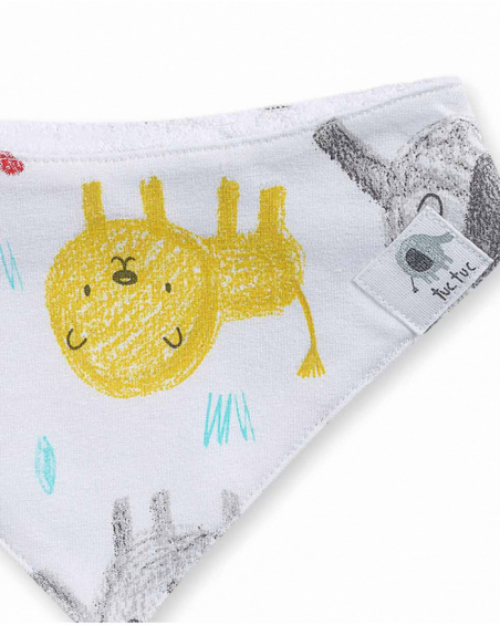 Bandana en tricot blanc avec imprimé pour garçon P'tit Zoo