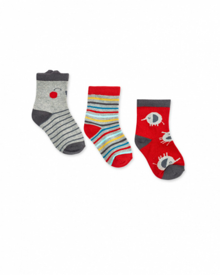 Lot de 3 chaussettes colorées pour garçon P'tit Zoo Lot de 3 chaussettes colorées pour garçon P'tit Zoo