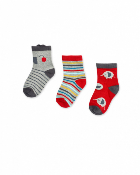 Lot de 3 chaussettes colorées pour garçon P'tit Zoo Lot de 3 chaussettes colorées pour garçon P'tit Zoo