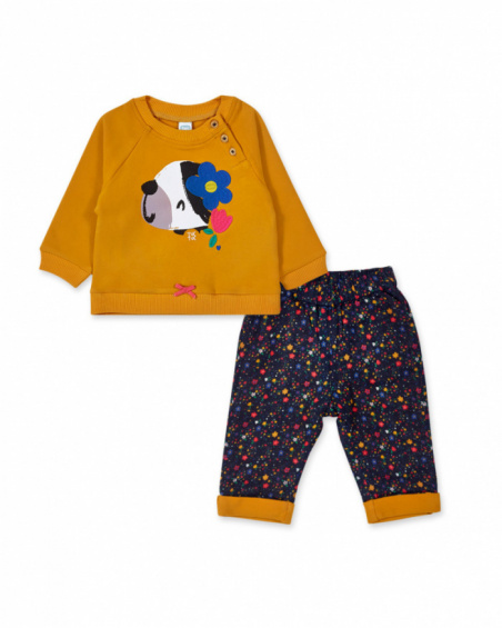 Ensemble peluche plate jaune fille Pugs Life