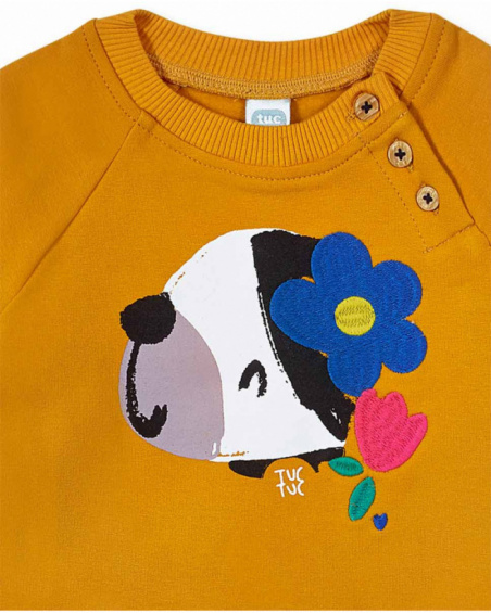 Ensemble peluche plate jaune fille Pugs Life