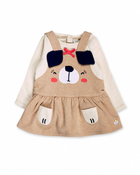 Robe en maille beige fille Pugs Life Robe en maille beige fille Pugs Life