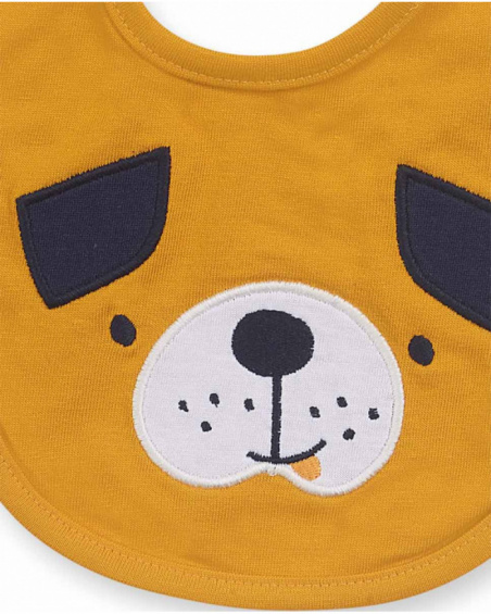 Pack 2 bavoirs bandana jaune beige garçon Pugs Life