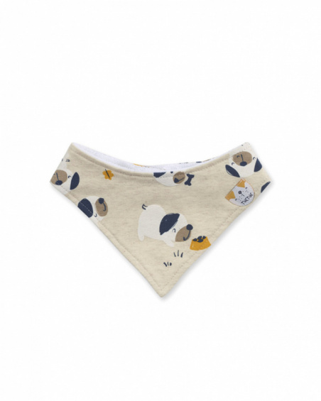 Bandana en tricot beige avec imprimé pour garçon Pugs Life