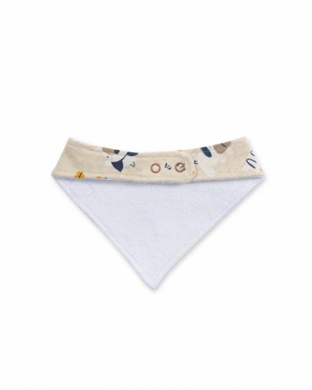 Bandana en tricot beige avec imprimé pour garçon Pugs Life