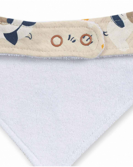 Bandana en tricot beige avec imprimé pour garçon Pugs Life