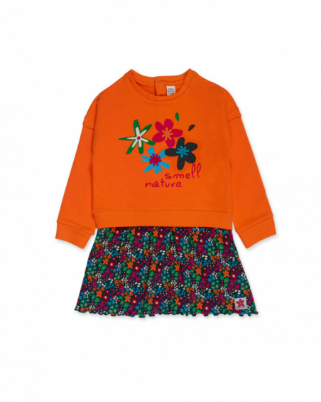 Robe en peluche orange pour fille Trecking Time Robe en peluche orange pour fille Trecking Time
