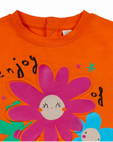 T-shirt en maille orange pour fille Trecking Time