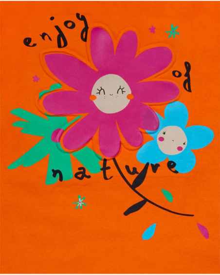 T-shirt en maille orange pour fille Trecking Time T-shirt en maille orange pour fille Trecking Time