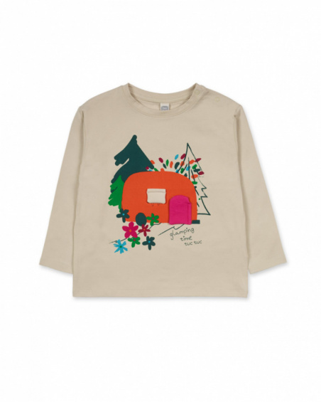 T-shirt en maille beige pour fille Trecking Time T-shirt en maille beige pour fille Trecking Time