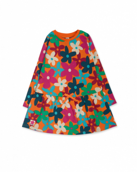 Robe en maille orange pour fille Trecking Time Robe en maille orange pour fille Trecking Time