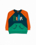 Sweat molleton vert orange garçon Trecking Time Sweat molleton vert orange garçon Trecking Time