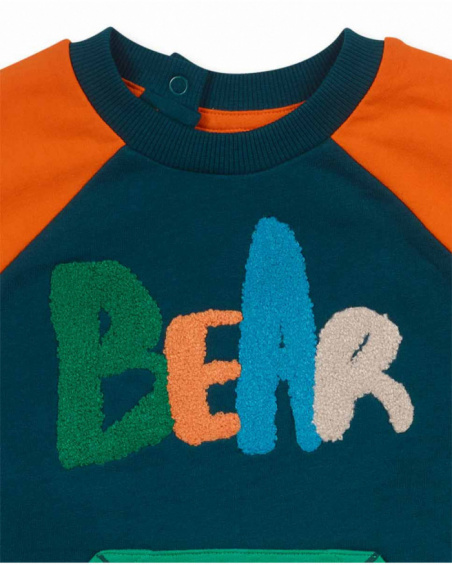 Sweat molleton vert orange garçon Trecking Time Sweat molleton vert orange garçon Trecking Time