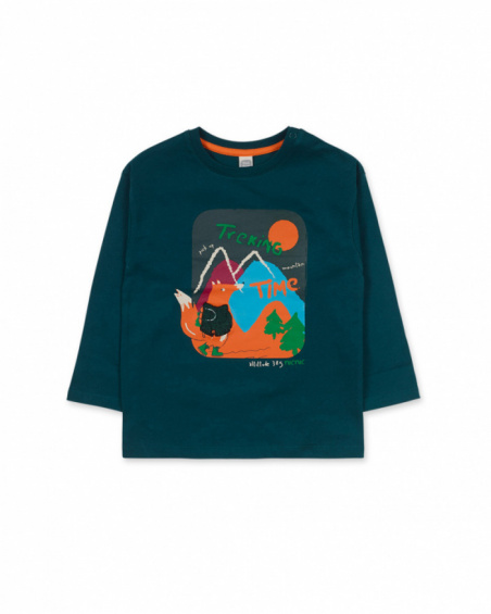 T-shirt vert en maille pour garçon Trecking Time T-shirt vert en maille pour garçon Trecking Time
