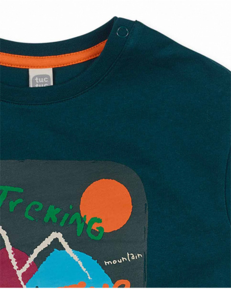 T-shirt vert en maille pour garçon Trecking Time T-shirt vert en maille pour garçon Trecking Time