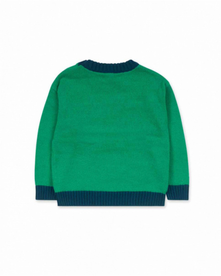 Pull tricot vert garçon Trecking Time