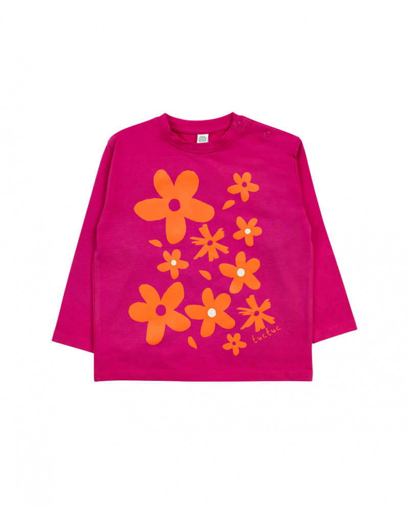 T-shirt en maille rose pour fille Trecking Time