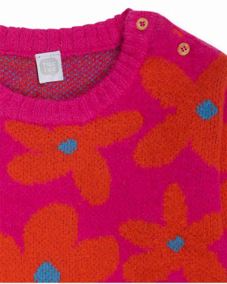 Robe en tricot fuchsia pour fille Trecking Time