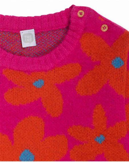 Robe en tricot fuchsia pour fille Trecking Time Robe en tricot fuchsia pour fille Trecking Time