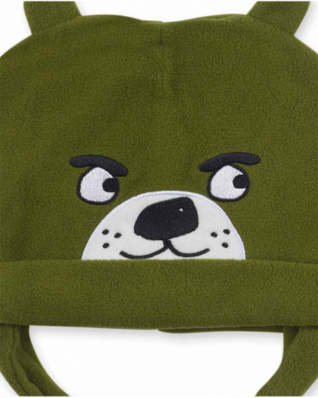 Bonnet et écharpe en molleton vert pour garçon Trecking Time