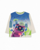 T-shirt blanc en maille fille Robot Maker T-shirt blanc en maille fille Robot Maker